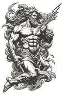 Zeus holding a lightning bolt while fighting tattoo design idea
