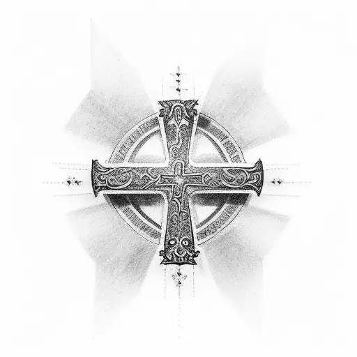 Christian Cross with the decorative word "I pray for grace" tattoo design idea