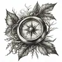 A compass intertwined with a tree branch to symbolize guidance and love for nature tattoo design idea