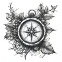 A compass intertwined with a tree branch to symbolize guidance and love for nature tattoo design idea