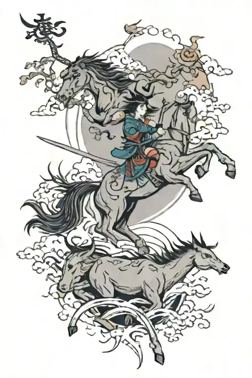 mountain and sagittarius tattoo design idea