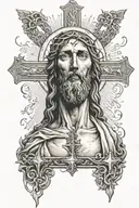 cross Jesus surrounded tattoo design idea