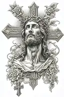 cross Jesus surrounded tattoo design idea