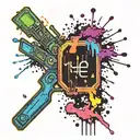 two rectangles in pride outline with pride colours paint ball splatter over it tattoo design idea