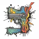 two rectangles in pride outline with pride colours paint ball splatter over it tattoo design idea