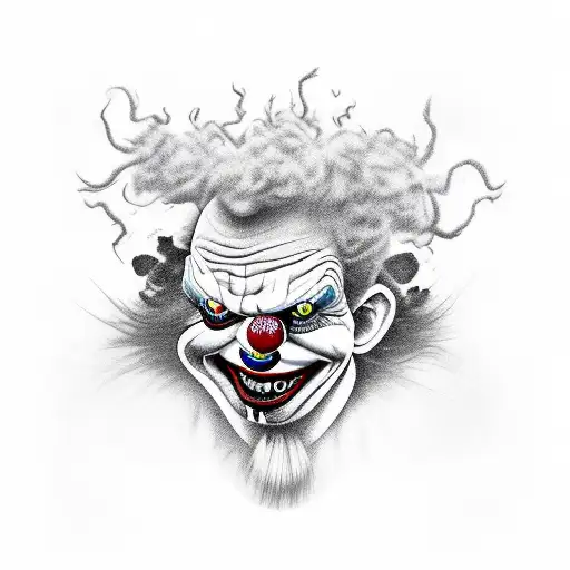 evil clown smoking meth tattoo design idea