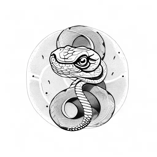 snake on a half moon asserting dominance tattoo design idea