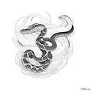 snake on a half moon asserting dominance tattoo design idea