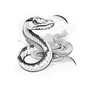snake on a half moon asserting dominance tattoo design idea