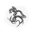 snake on a half moon asserting dominance tattoo design idea