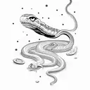 snake on moon asserting dominance tattoo design idea