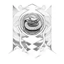 snake on moon asserting dominance tattoo design idea