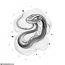 snake on moon asserting dominance tattoo design idea