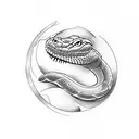 snake on a half moon asserting dominance tattoo design idea