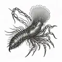 Create a minimalist tattoo of a cleaner shrimp silhouette tattoo design idea