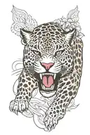 Jaguar walking towards tattoo design idea