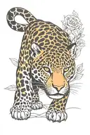 Jaguar walking towards tattoo design idea