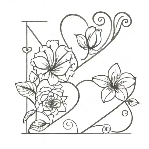Abigail & Bailey with hearts and flowers small tattoo tattoo design idea