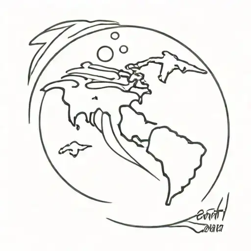 "never straight, always forward" flow earth tattoo design idea