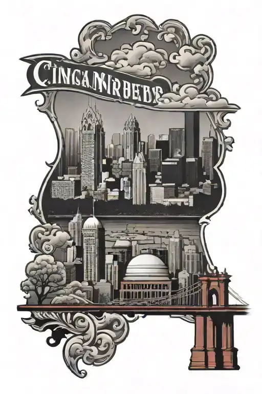 Cincinnati reds  skyline tattoo design idea