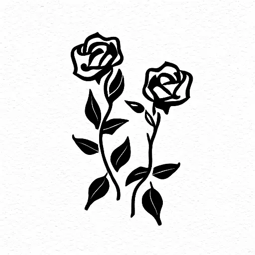  roses with long stem with fire emoji on a leaves tattoo design idea
