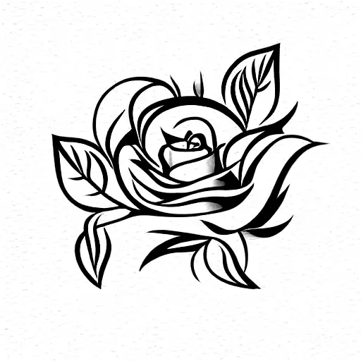 bunch of roses with long stem with fire emoji on a leaves tattoo design idea