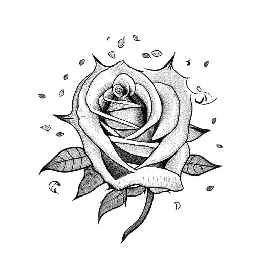 bunch of roses with long stem with fire emoji on a leaves tattoo design idea