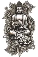 Buddha and mandala design tattoo design idea