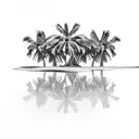 beach palm trees lighthouse tattoo design idea