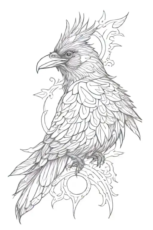 crow in totem style tattoo design idea