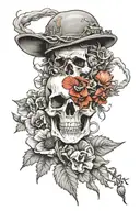 military skull and poppies tattoo design idea