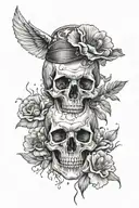 military skull and poppies tattoo design idea