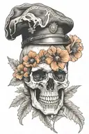 military skull and poppies tattoo design idea