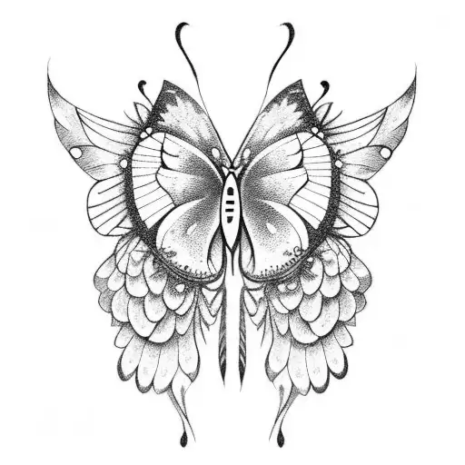 Clock with Butterfly Wings tattoo design idea
