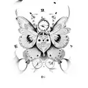 Clock with Butterfly Wings tattoo design idea