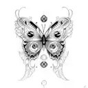Clock with Butterfly Wings tattoo design idea