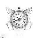Clock with Butterfly Wings tattoo design idea