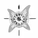 Clock with Butterfly Wings tattoo design idea