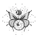 Clock with Butterfly Wings tattoo design idea