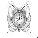 Clock with Butterfly Wings tattoo design idea