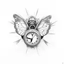 Clock with Butterfly Wings tattoo design idea
