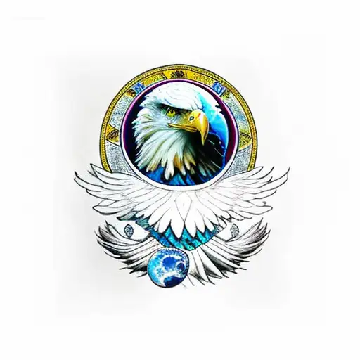 Eagle with the earth as it's eyes tattoo design idea