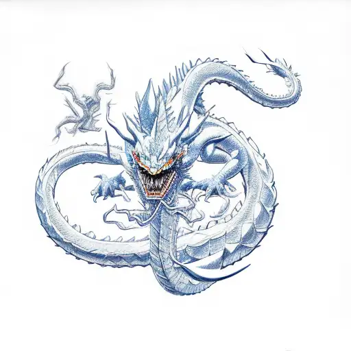 shenron vs charizard vs blue-eyes white dragon tattoo design idea