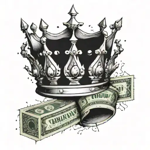 crown made of money tattoo design idea