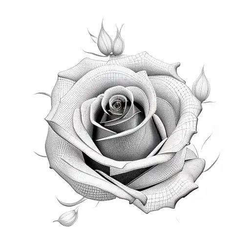 3D deep red rose with backround black lace tattoo design idea