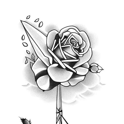 Dutch windmill with roses  tattoo design idea