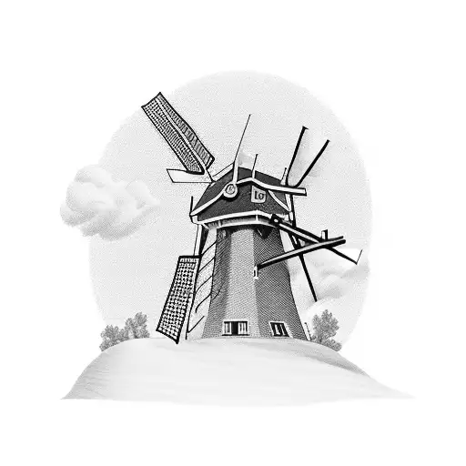 Dutch windmill  tattoo design idea
