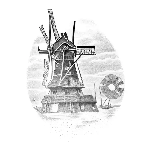 dutch windmill drawing