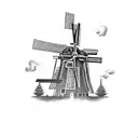 Dutch windmill  tattoo design idea
