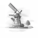 Dutch windmill tattoo design idea